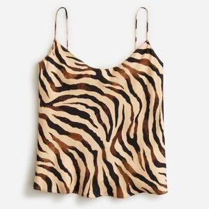 J. Crew V-neck Cupro-blend adjustable cami top in zebra stripe Size M
